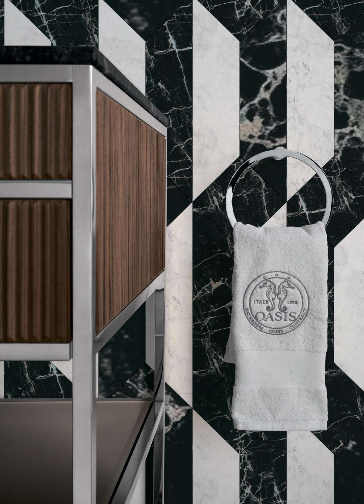 Тумба напольная под раковину в ванную комнату Oasis Academy Ribbed Walnut Ac25