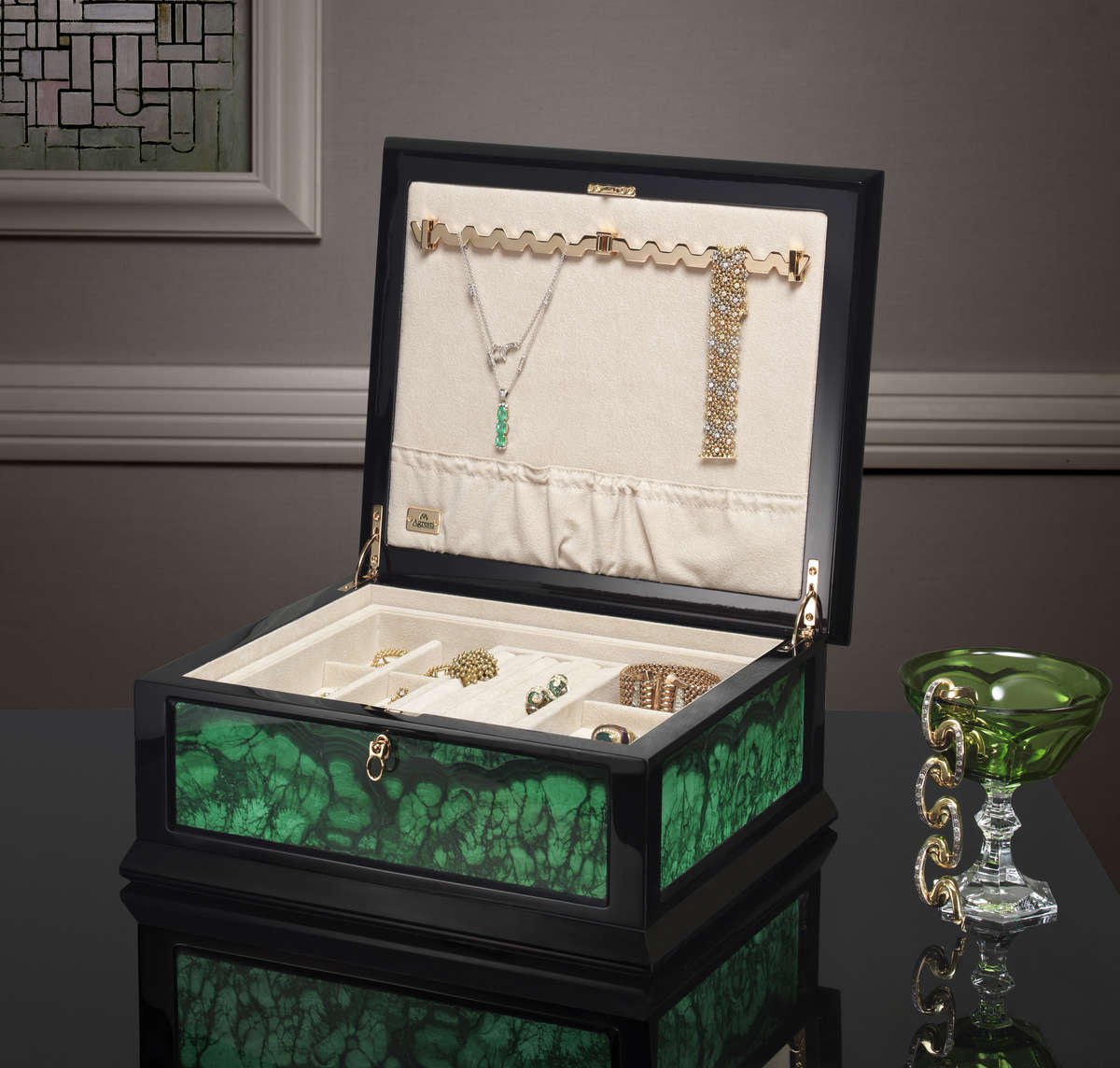 Шкатулка для драгоценностей Agresti Box Teca malachite