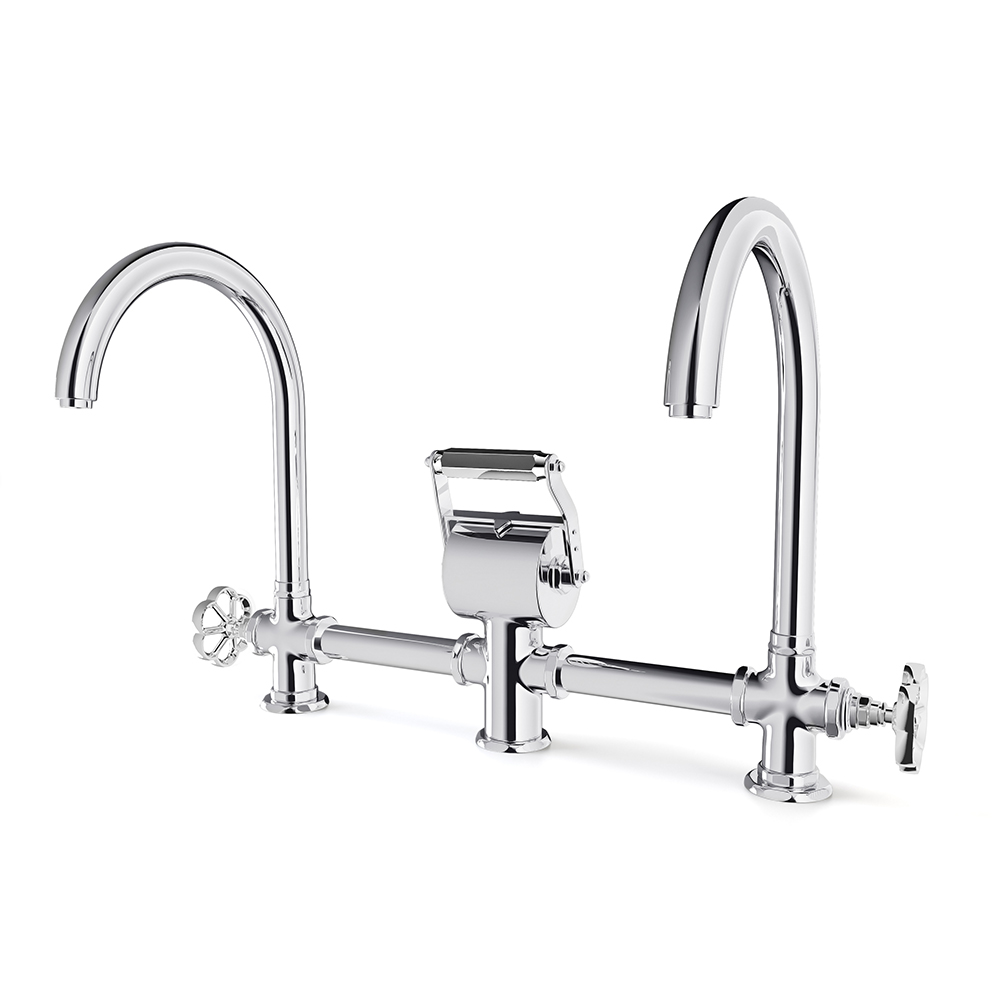 Двойной смеситель с изогнутым изливом Officine Gullo Double mixer with arch spout / Doppio miscelatore con getti ad arco