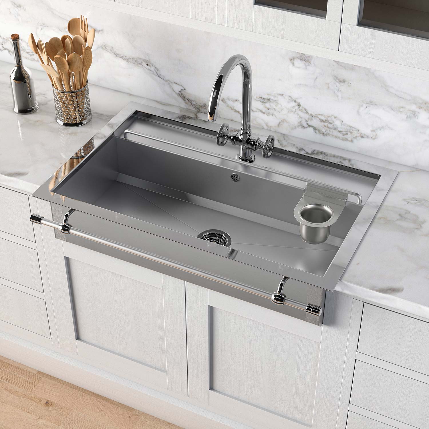 Раковина для кухни Officine Gullo Semi-recessed rectangular sink with step / Lavello da semi-incasso rettangolare con gradino