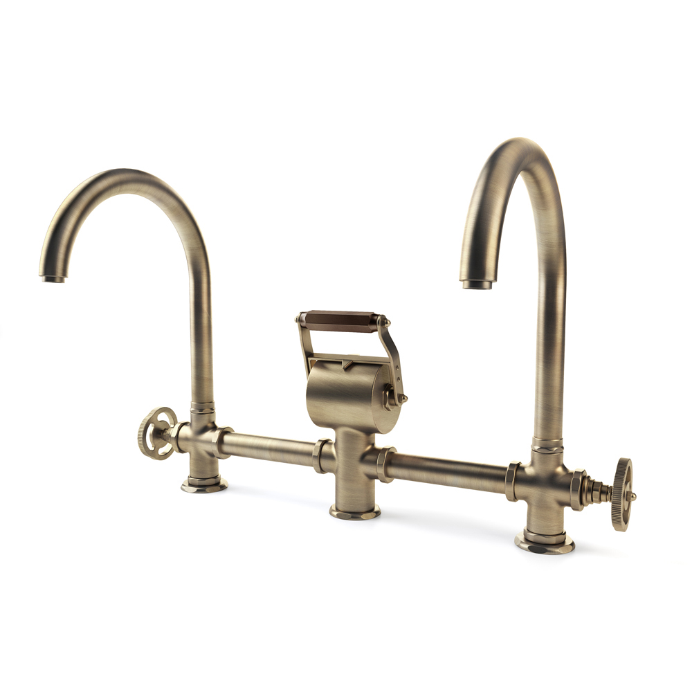 Двойной смеситель с изогнутым изливом Officine Gullo Double mixer with arch spout / Doppio miscelatore con getti ad arco