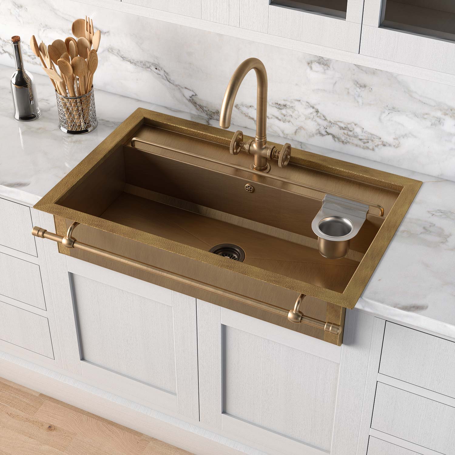 Раковина для кухни Officine Gullo Semi-recessed rectangular sink with step / Lavello da semi-incasso rettangolare con gradino