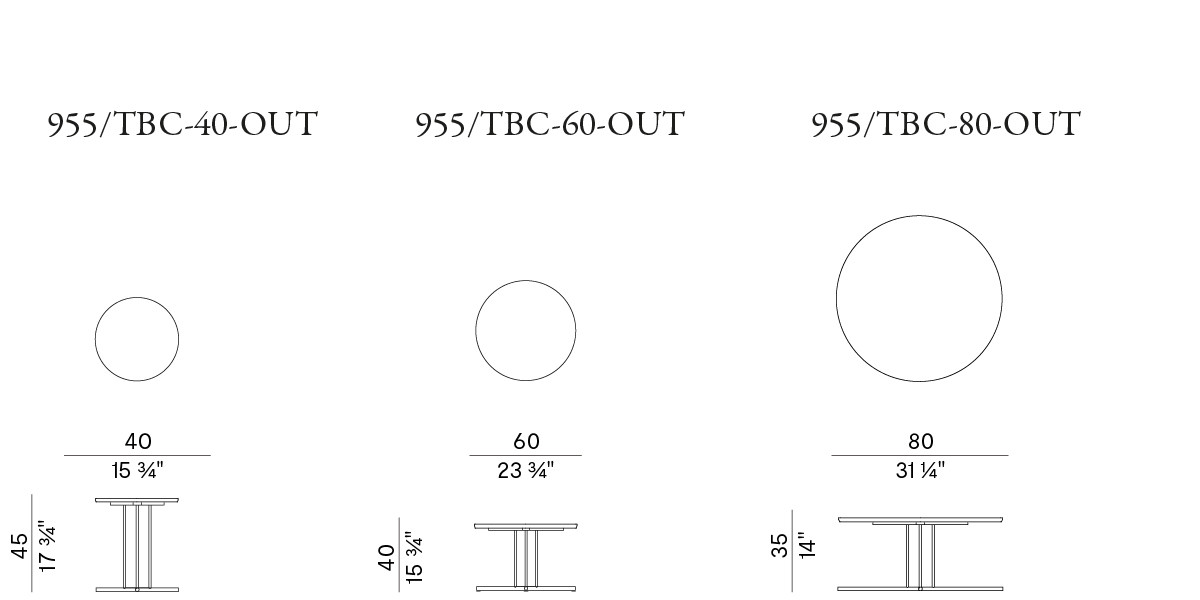 Стол журнальный уличный Potocco Graphic 955/TBC-40-OUT -955/TBC-60-OUT - 955/TBC-80-OUT - outdoor