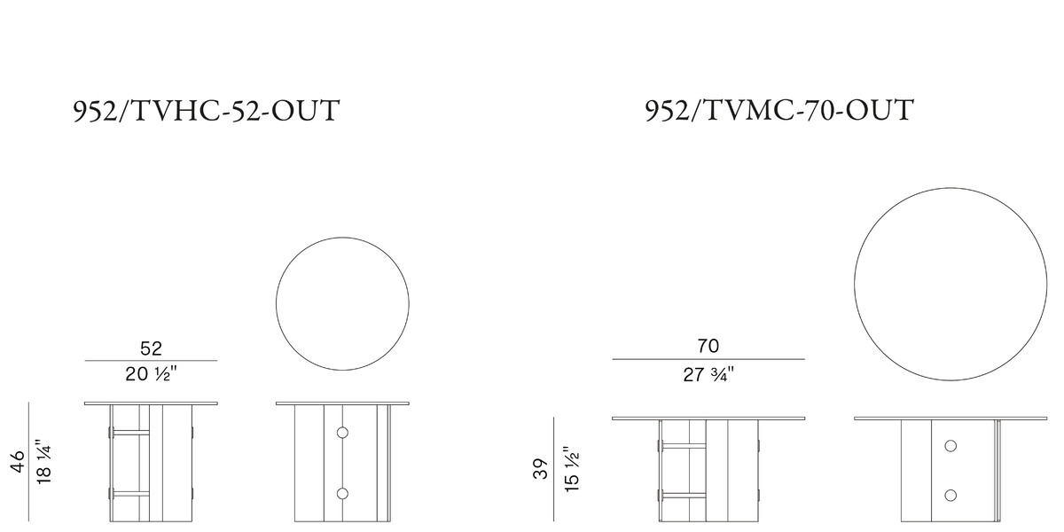 Стол журнальный уличный Potocco Double L Glaze 952/TVCH-52-OUT - 952/TVMC-70-OUT - 952/TVBC-110-OUT - outdoor