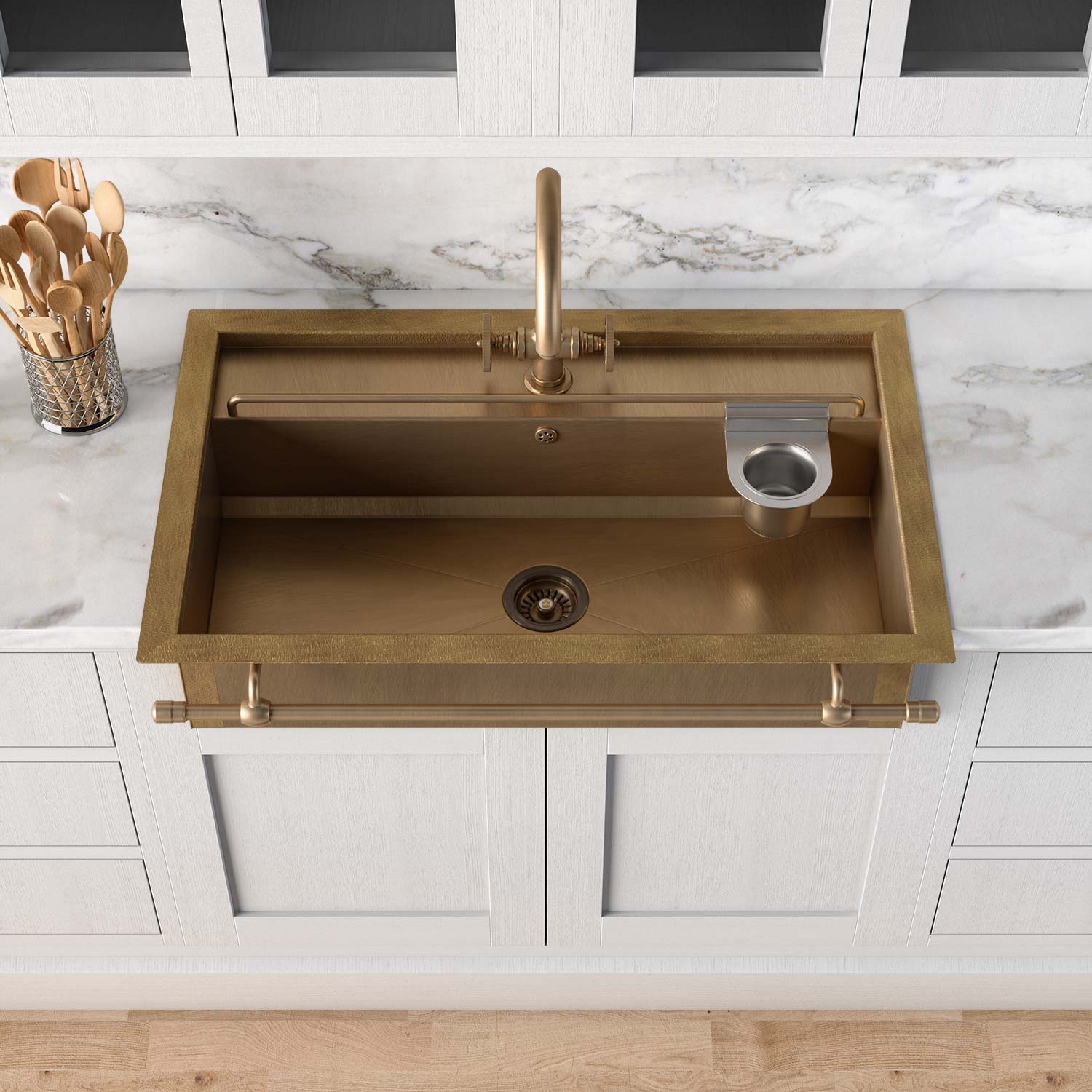 Раковина для кухни Officine Gullo Semi-recessed rectangular sink with step / Lavello da semi-incasso rettangolare con gradino