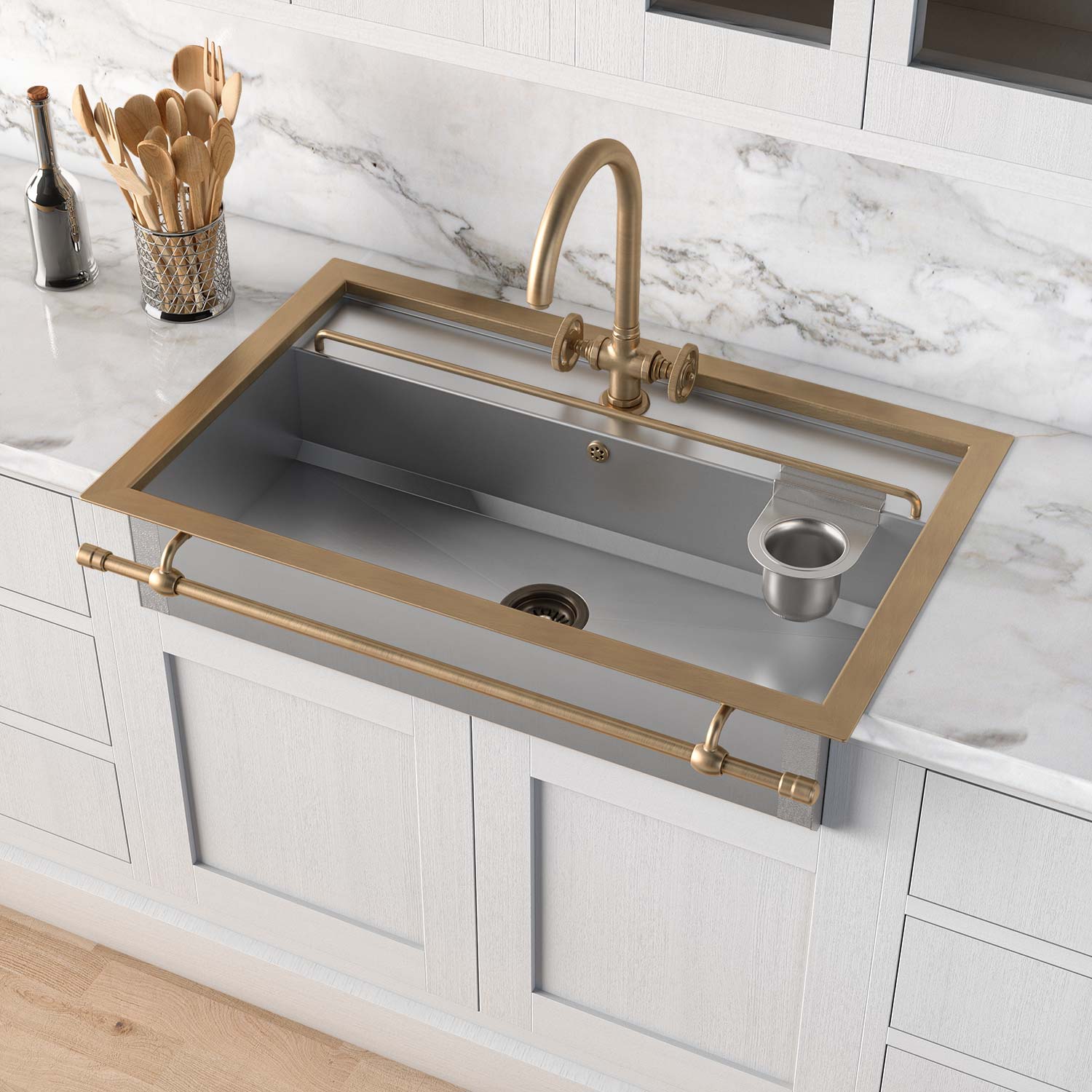 Раковина для кухни Officine Gullo Semi-recessed rectangular sink with step / Lavello da semi-incasso rettangolare con gradino